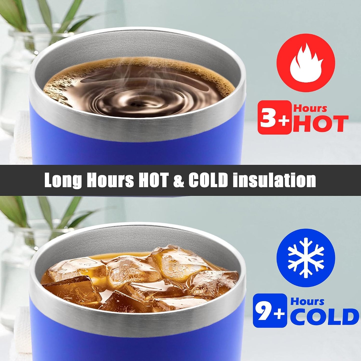 20oz Tumbler Insulated Coffee Tumblers with Lid Stainless Steel White 4P | 20 oz Tumblers Double Wall Insulated Vacuum 20oz Coffee Mug Leak Proof Tumblers with Lid Powder Coated - White 4 Pack