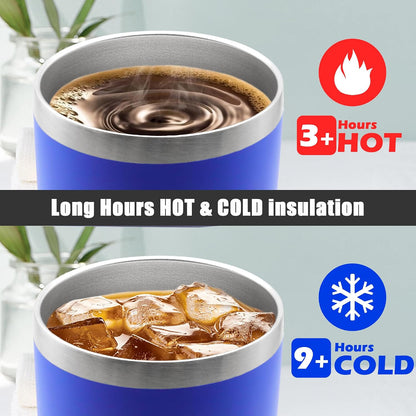 20oz Tumbler Insulated Coffee Tumblers with Lid Stainless Steel White 4P | 20 oz Tumblers Double Wall Insulated Vacuum 20oz Coffee Mug Leak Proof Tumblers with Lid Powder Coated - White 4 Pack