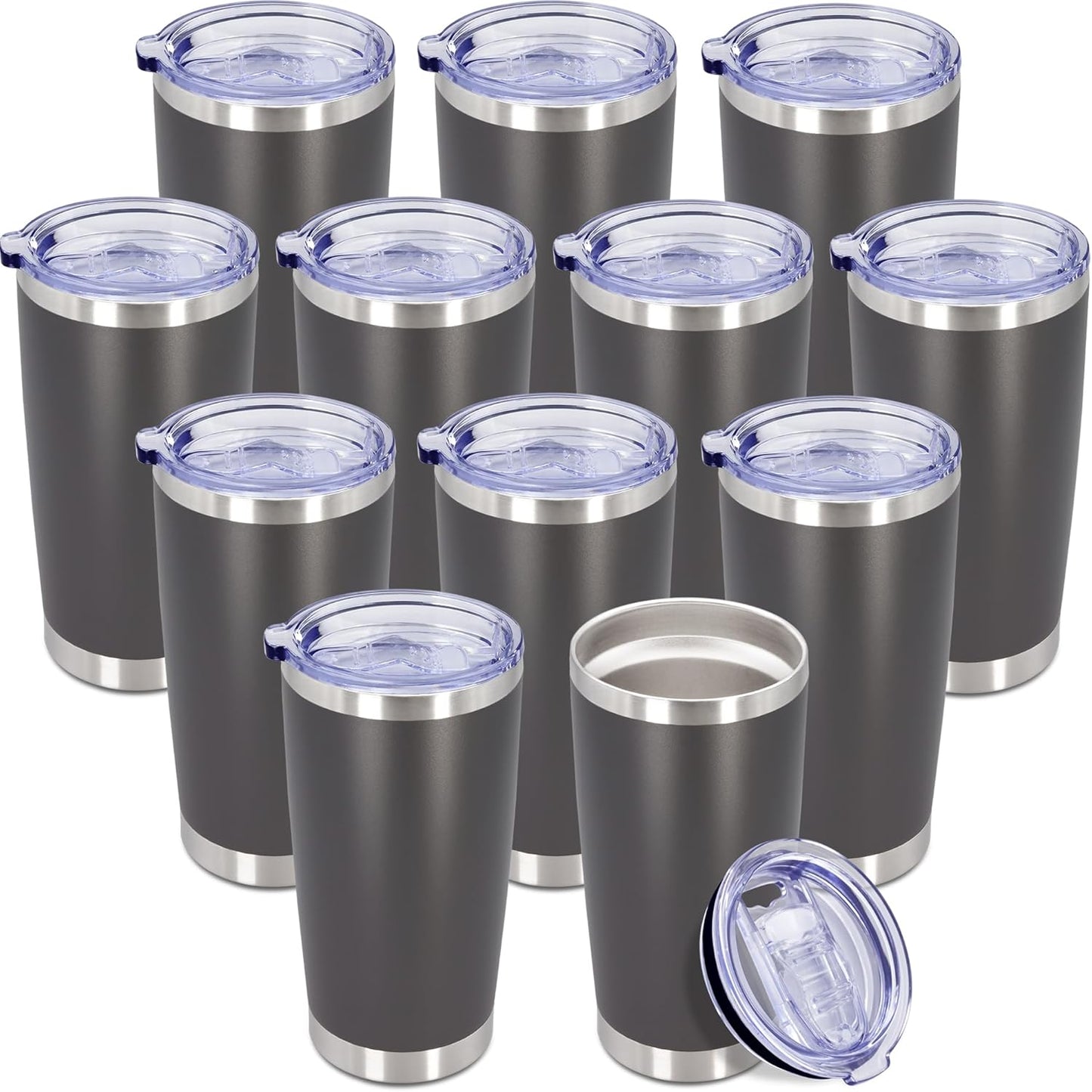 20oz Tumbler Insulated Coffee Tumblers with Lid Stainless Steel White 4P | 20 oz Tumblers Double Wall Insulated Vacuum 20oz Coffee Mug Leak Proof Tumblers with Lid Powder Coated - White 4 Pack
