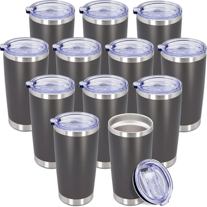 20oz Tumbler Insulated Coffee Tumblers with Lid Stainless Steel White 4P | 20 oz Tumblers Double Wall Insulated Vacuum 20oz Coffee Mug Leak Proof Tumblers with Lid Powder Coated - White 4 Pack