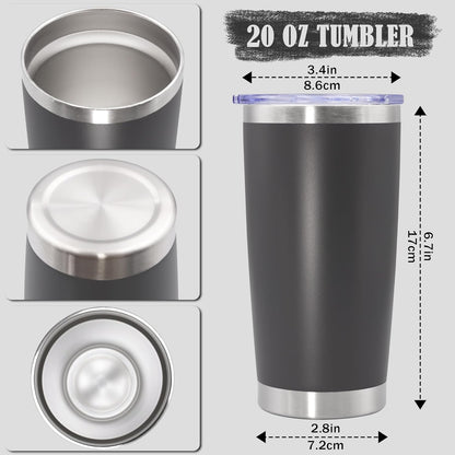 20oz Tumbler Insulated Coffee Tumblers with Lid Stainless Steel White 4P | 20 oz Tumblers Double Wall Insulated Vacuum 20oz Coffee Mug Leak Proof Tumblers with Lid Powder Coated - White 4 Pack