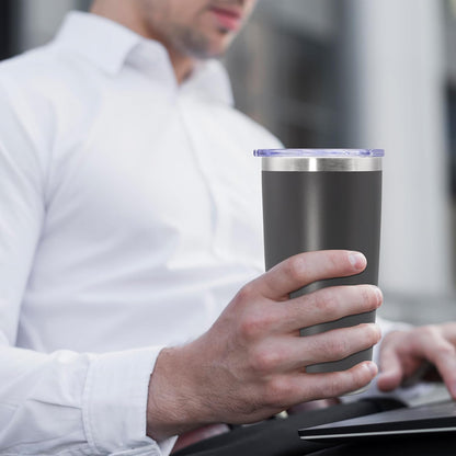 20oz Tumbler Insulated Coffee Tumblers with Lid Stainless Steel White 4P | 20 oz Tumblers Double Wall Insulated Vacuum 20oz Coffee Mug Leak Proof Tumblers with Lid Powder Coated - White 4 Pack