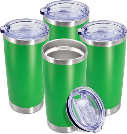 20oz Tumbler Insulated Coffee Tumblers with Lid Stainless Steel White 4P | 20 oz Tumblers Double Wall Insulated Vacuum 20oz Coffee Mug Leak Proof Tumblers with Lid Powder Coated - White 4 Pack