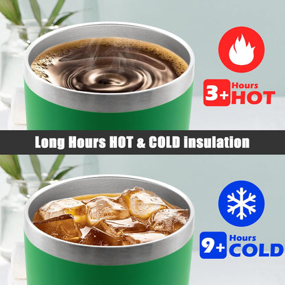 20oz Tumbler Insulated Coffee Tumblers with Lid Stainless Steel White 4P | 20 oz Tumblers Double Wall Insulated Vacuum 20oz Coffee Mug Leak Proof Tumblers with Lid Powder Coated - White 4 Pack