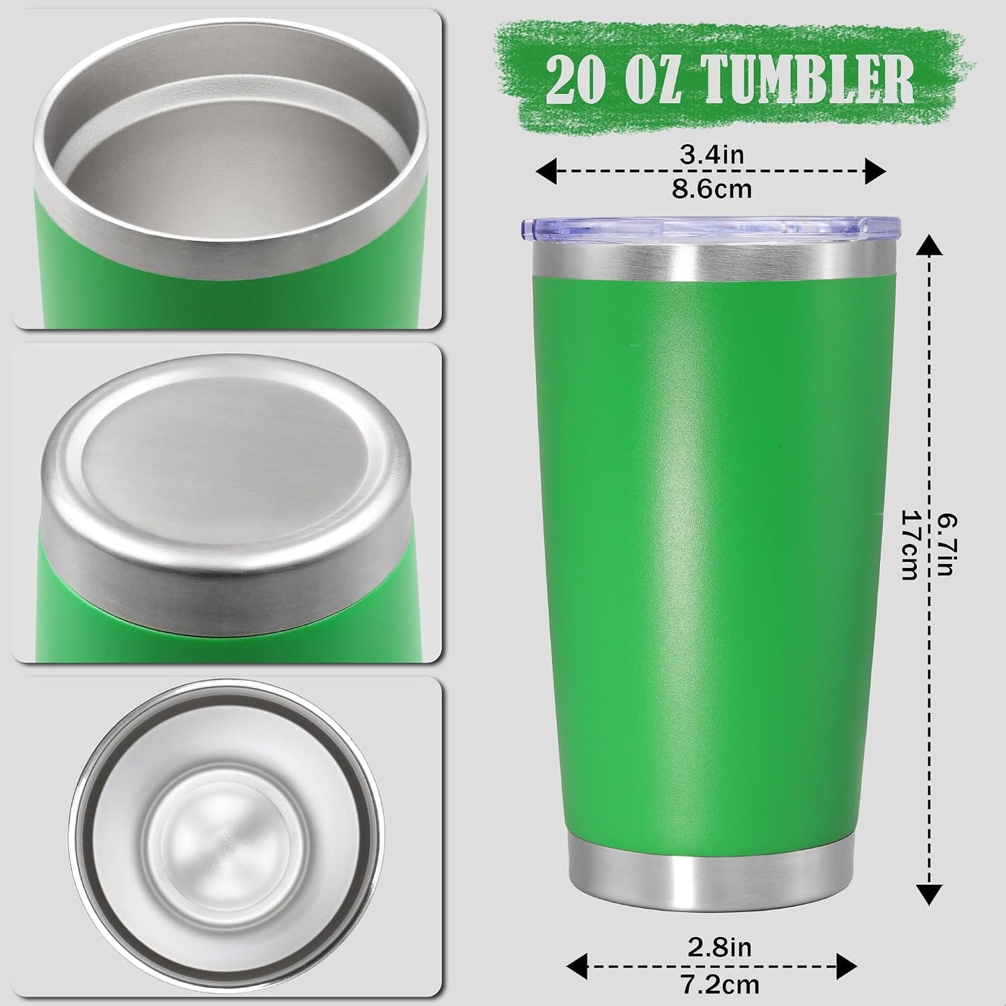 20oz Tumbler Insulated Coffee Tumblers with Lid Stainless Steel White 4P | 20 oz Tumblers Double Wall Insulated Vacuum 20oz Coffee Mug Leak Proof Tumblers with Lid Powder Coated - White 4 Pack