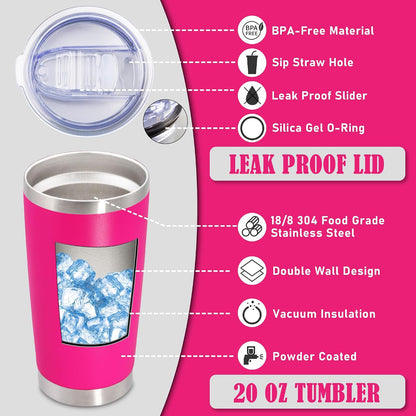 20oz Tumbler Insulated Coffee Tumblers with Lid Stainless Steel White 4P | 20 oz Tumblers Double Wall Insulated Vacuum 20oz Coffee Mug Leak Proof Tumblers with Lid Powder Coated - White 4 Pack
