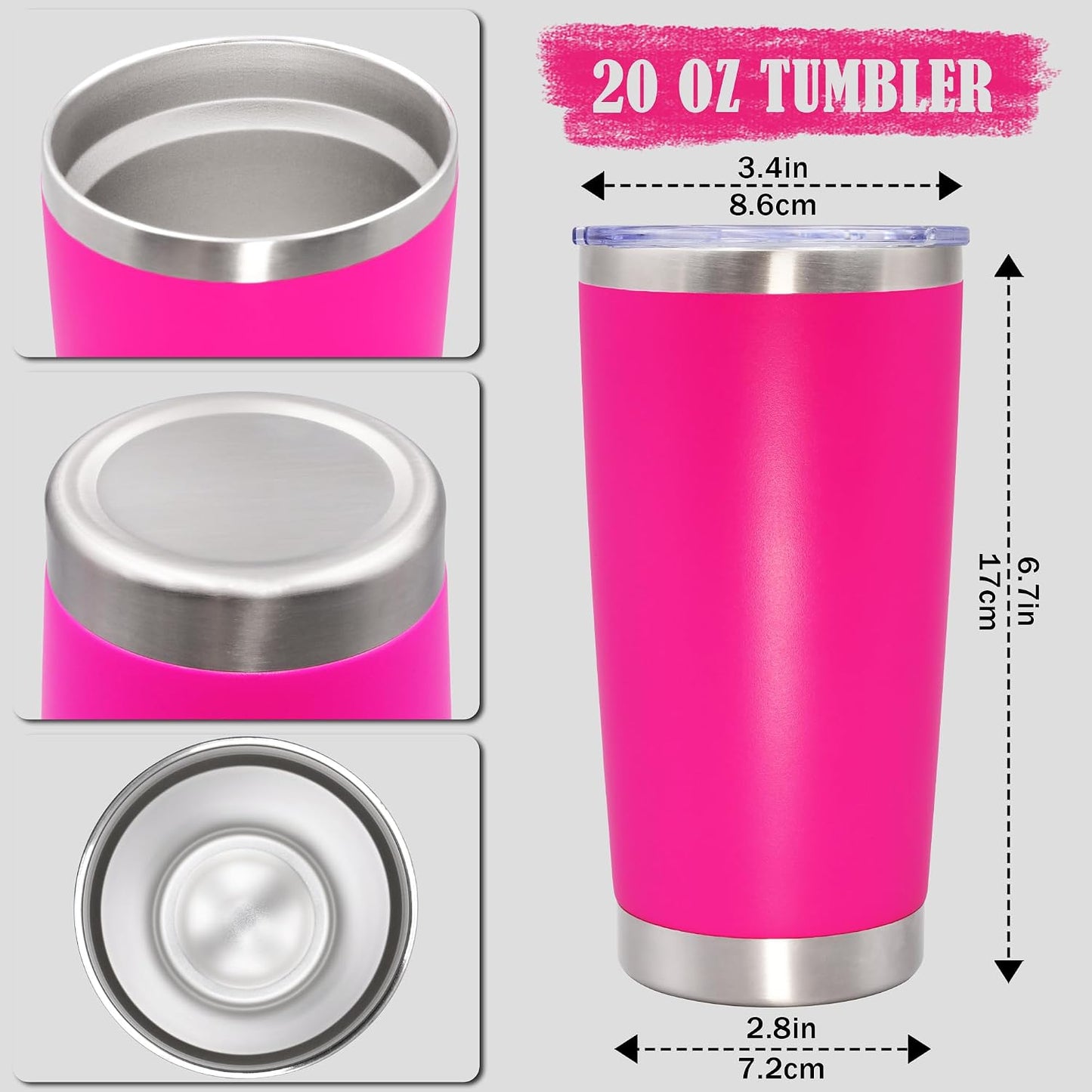 20oz Tumbler Insulated Coffee Tumblers with Lid Stainless Steel White 4P | 20 oz Tumblers Double Wall Insulated Vacuum 20oz Coffee Mug Leak Proof Tumblers with Lid Powder Coated - White 4 Pack