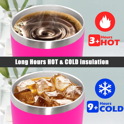 20oz Tumbler Insulated Coffee Tumblers with Lid Stainless Steel White 4P | 20 oz Tumblers Double Wall Insulated Vacuum 20oz Coffee Mug Leak Proof Tumblers with Lid Powder Coated - White 4 Pack
