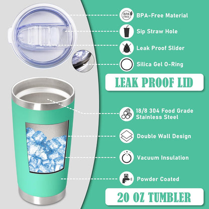 20oz Tumbler Insulated Coffee Tumblers with Lid Stainless Steel White 4P | 20 oz Tumblers Double Wall Insulated Vacuum 20oz Coffee Mug Leak Proof Tumblers with Lid Powder Coated - White 4 Pack