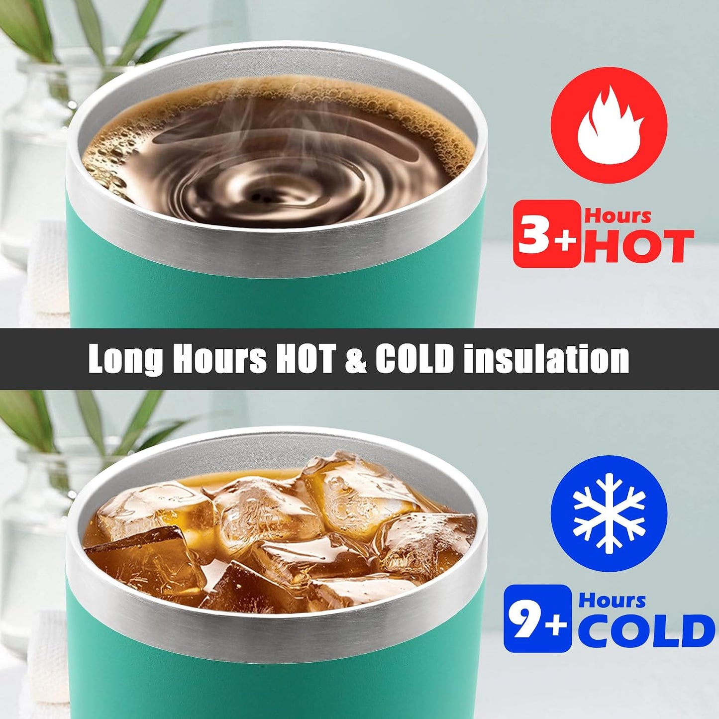 20oz Tumbler Insulated Coffee Tumblers with Lid Stainless Steel White 4P | 20 oz Tumblers Double Wall Insulated Vacuum 20oz Coffee Mug Leak Proof Tumblers with Lid Powder Coated - White 4 Pack