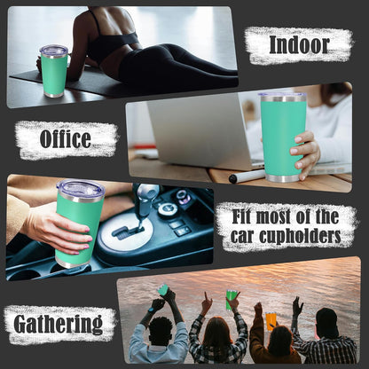 20oz Tumbler Insulated Coffee Tumblers with Lid Stainless Steel White 4P | 20 oz Tumblers Double Wall Insulated Vacuum 20oz Coffee Mug Leak Proof Tumblers with Lid Powder Coated - White 4 Pack