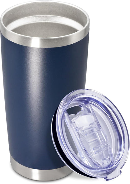 20oz Tumbler Insulated Coffee Tumblers with Lid Stainless Steel White 4P | 20 oz Tumblers Double Wall Insulated Vacuum 20oz Coffee Mug Leak Proof Tumblers with Lid Powder Coated - White 4 Pack
