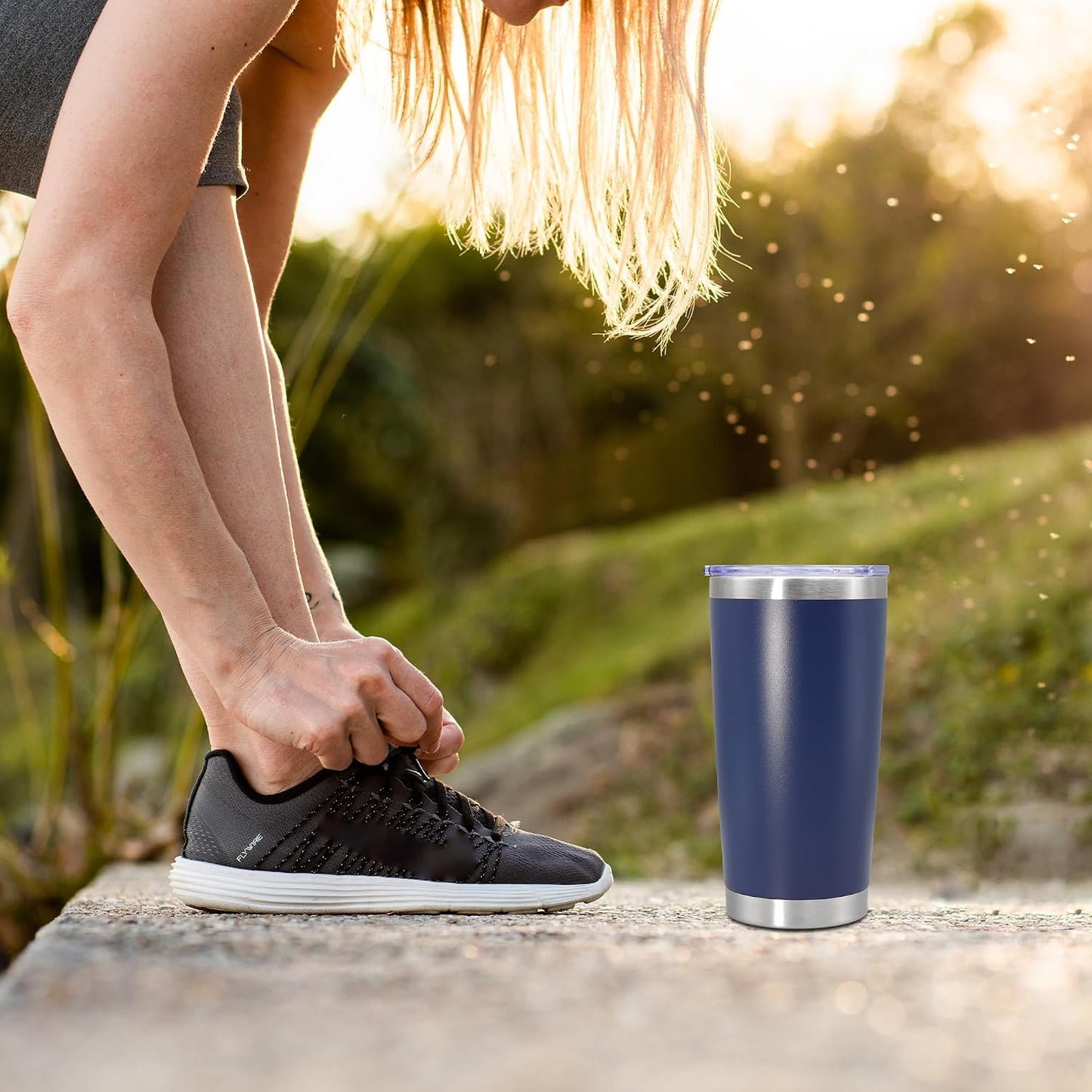 20oz Tumbler Insulated Coffee Tumblers with Lid Stainless Steel White 4P | 20 oz Tumblers Double Wall Insulated Vacuum 20oz Coffee Mug Leak Proof Tumblers with Lid Powder Coated - White 4 Pack
