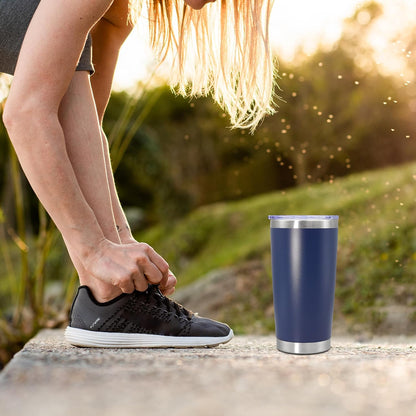20oz Tumbler Insulated Coffee Tumblers with Lid Stainless Steel White 4P | 20 oz Tumblers Double Wall Insulated Vacuum 20oz Coffee Mug Leak Proof Tumblers with Lid Powder Coated - White 4 Pack