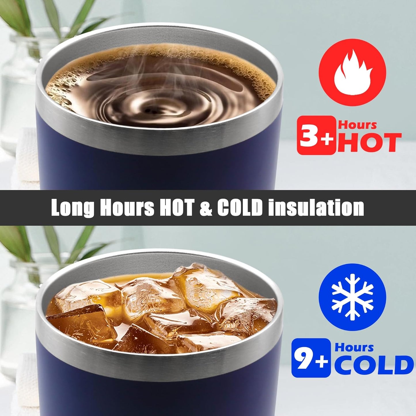20oz Tumbler Insulated Coffee Tumblers with Lid Stainless Steel White 4P | 20 oz Tumblers Double Wall Insulated Vacuum 20oz Coffee Mug Leak Proof Tumblers with Lid Powder Coated - White 4 Pack