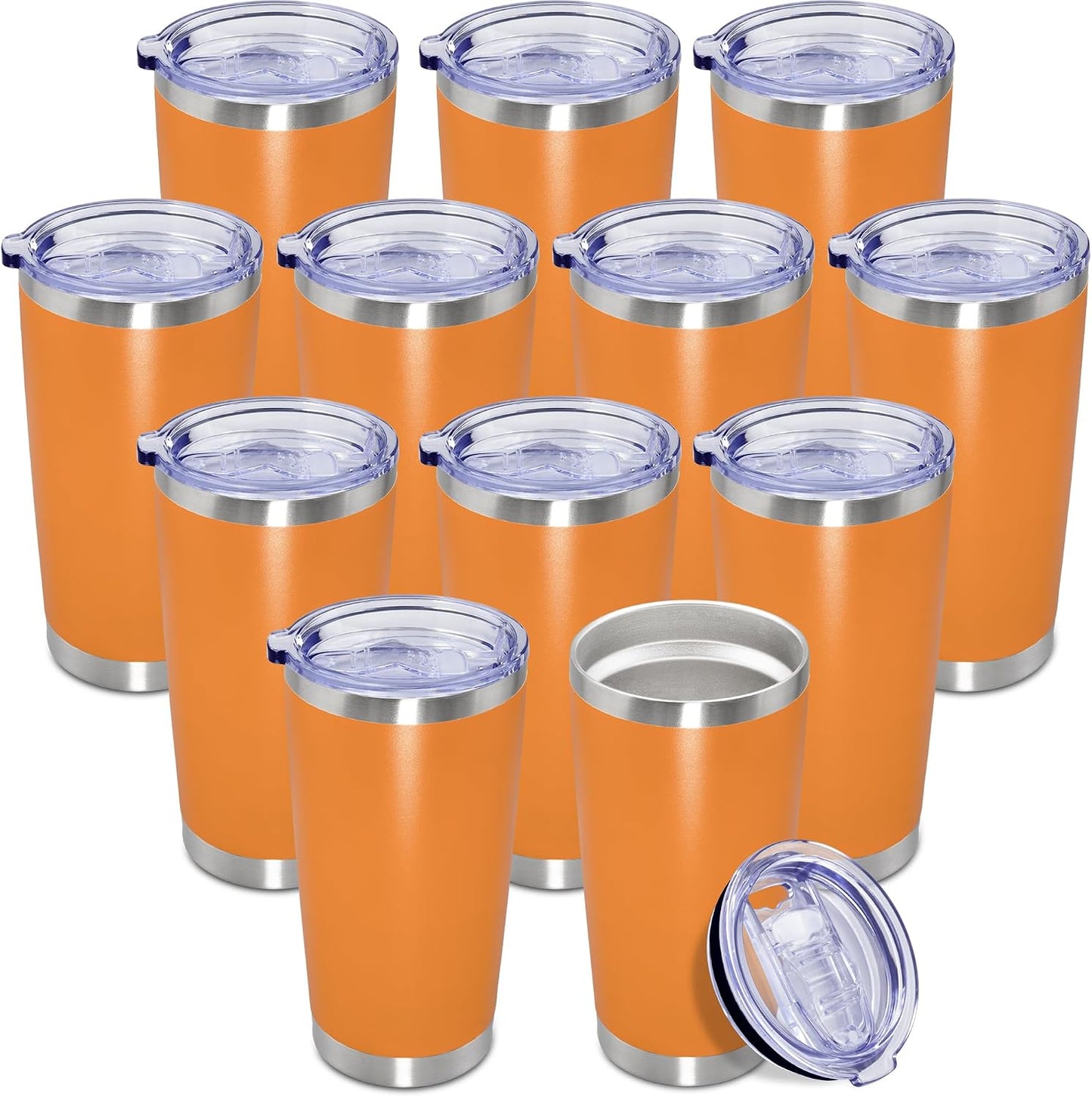20oz Tumbler Insulated Coffee Tumblers with Lid Stainless Steel White 4P | 20 oz Tumblers Double Wall Insulated Vacuum 20oz Coffee Mug Leak Proof Tumblers with Lid Powder Coated - White 4 Pack