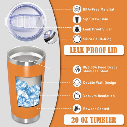 20oz Tumbler Insulated Coffee Tumblers with Lid Stainless Steel White 4P | 20 oz Tumblers Double Wall Insulated Vacuum 20oz Coffee Mug Leak Proof Tumblers with Lid Powder Coated - White 4 Pack