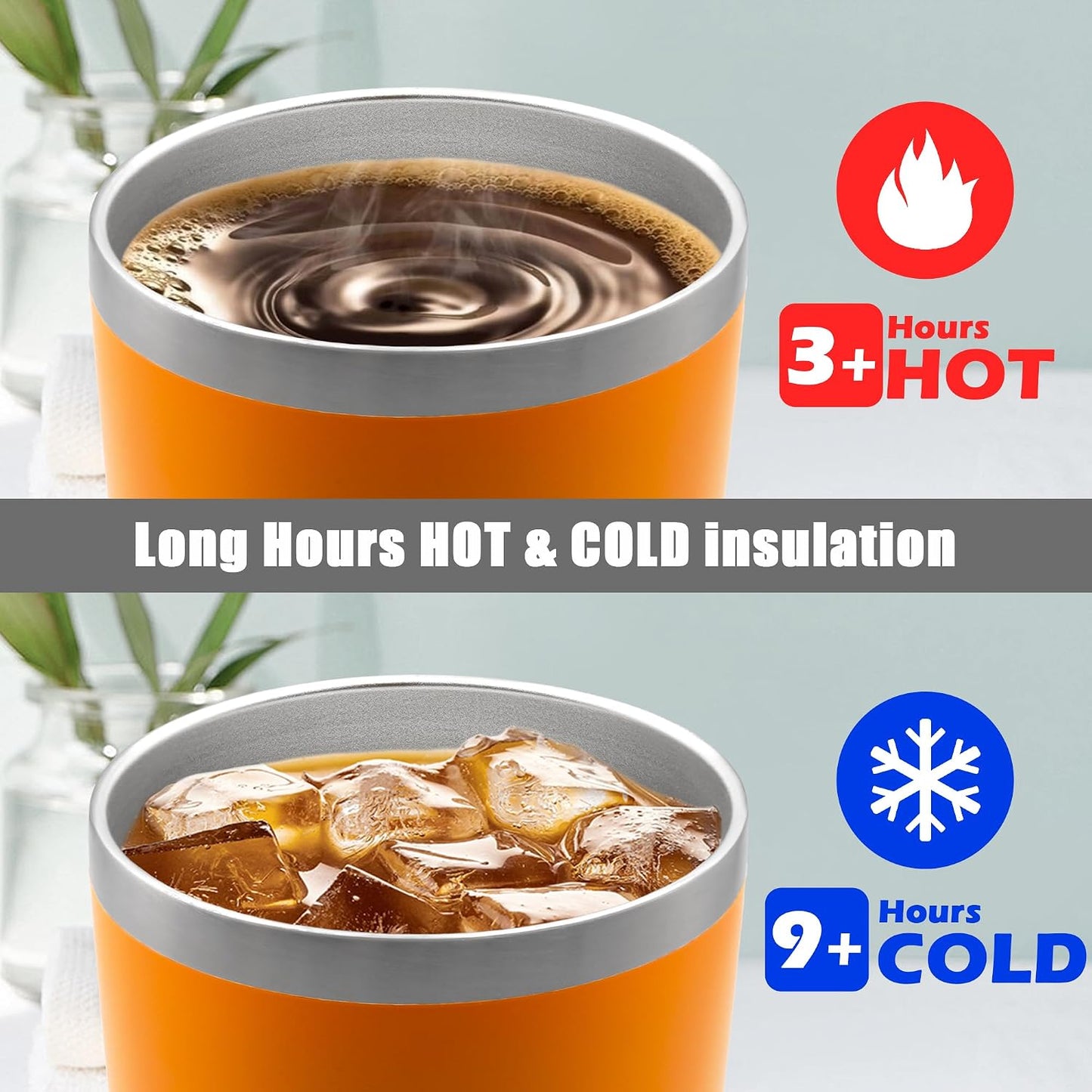 20oz Tumbler Insulated Coffee Tumblers with Lid Stainless Steel White 4P | 20 oz Tumblers Double Wall Insulated Vacuum 20oz Coffee Mug Leak Proof Tumblers with Lid Powder Coated - White 4 Pack