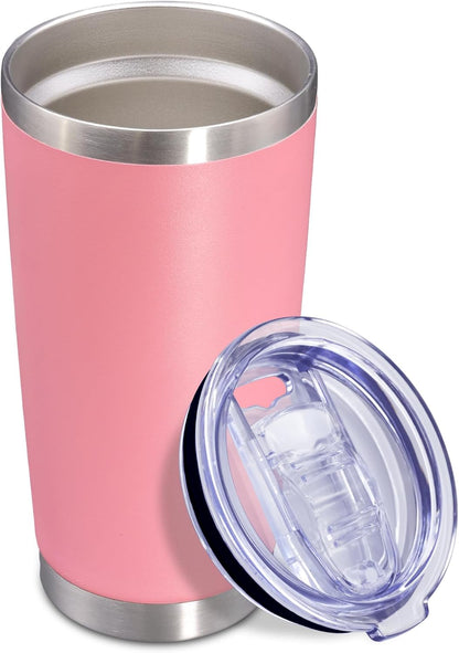 20oz Tumbler Insulated Coffee Tumblers with Lid Stainless Steel White 4P | 20 oz Tumblers Double Wall Insulated Vacuum 20oz Coffee Mug Leak Proof Tumblers with Lid Powder Coated - White 4 Pack