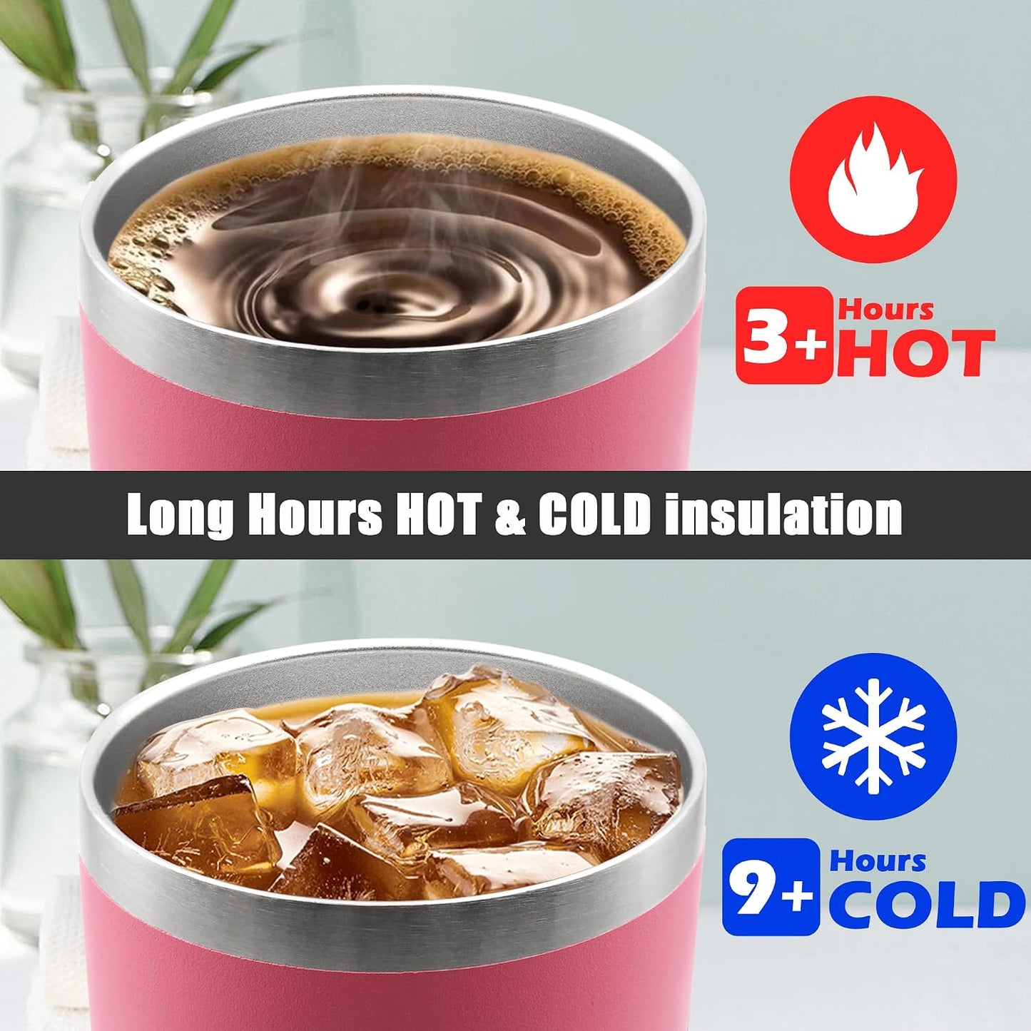 20oz Tumbler Insulated Coffee Tumblers with Lid Stainless Steel White 4P | 20 oz Tumblers Double Wall Insulated Vacuum 20oz Coffee Mug Leak Proof Tumblers with Lid Powder Coated - White 4 Pack