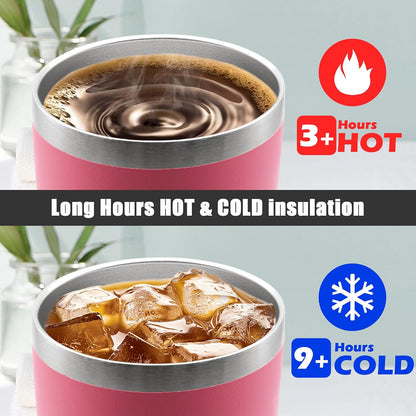 20oz Tumbler Insulated Coffee Tumblers with Lid Stainless Steel White 4P | 20 oz Tumblers Double Wall Insulated Vacuum 20oz Coffee Mug Leak Proof Tumblers with Lid Powder Coated - White 4 Pack
