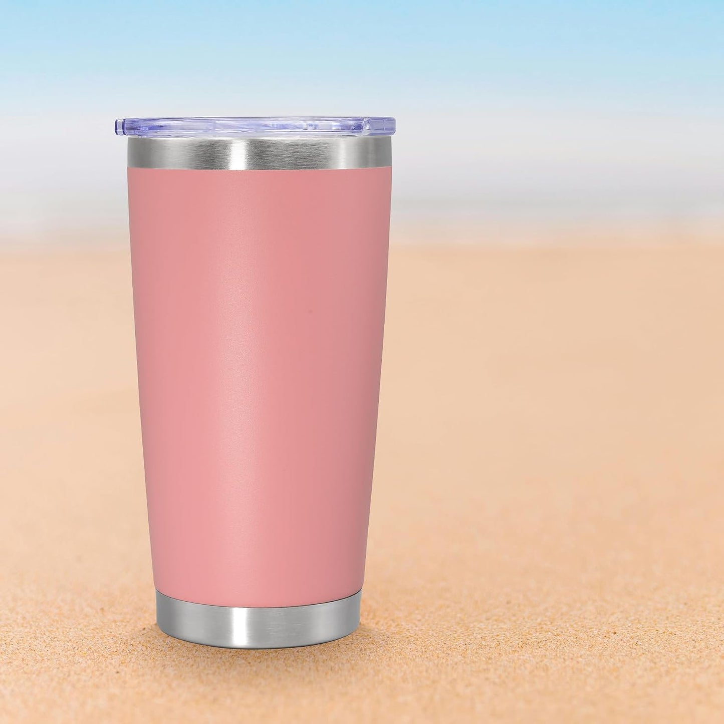 20oz Tumbler Insulated Coffee Tumblers with Lid Stainless Steel White 4P | 20 oz Tumblers Double Wall Insulated Vacuum 20oz Coffee Mug Leak Proof Tumblers with Lid Powder Coated - White 4 Pack