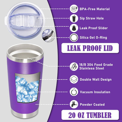 20oz Tumbler Insulated Coffee Tumblers with Lid Stainless Steel White 4P | 20 oz Tumblers Double Wall Insulated Vacuum 20oz Coffee Mug Leak Proof Tumblers with Lid Powder Coated - White 4 Pack