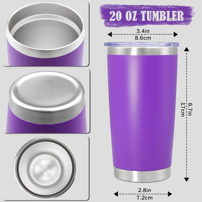 20oz Tumbler Insulated Coffee Tumblers with Lid Stainless Steel White 4P | 20 oz Tumblers Double Wall Insulated Vacuum 20oz Coffee Mug Leak Proof Tumblers with Lid Powder Coated - White 4 Pack