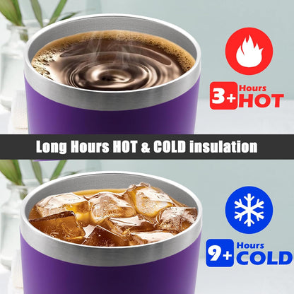 20oz Tumbler Insulated Coffee Tumblers with Lid Stainless Steel White 4P | 20 oz Tumblers Double Wall Insulated Vacuum 20oz Coffee Mug Leak Proof Tumblers with Lid Powder Coated - White 4 Pack