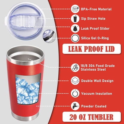 20oz Tumbler Insulated Coffee Tumblers with Lid Stainless Steel White 4P | 20 oz Tumblers Double Wall Insulated Vacuum 20oz Coffee Mug Leak Proof Tumblers with Lid Powder Coated - White 4 Pack