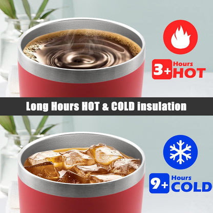 20oz Tumbler Insulated Coffee Tumblers with Lid Stainless Steel White 4P | 20 oz Tumblers Double Wall Insulated Vacuum 20oz Coffee Mug Leak Proof Tumblers with Lid Powder Coated - White 4 Pack