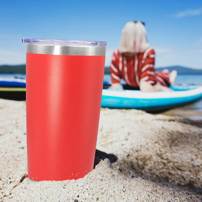 20oz Tumbler Insulated Coffee Tumblers with Lid Stainless Steel White 4P | 20 oz Tumblers Double Wall Insulated Vacuum 20oz Coffee Mug Leak Proof Tumblers with Lid Powder Coated - White 4 Pack