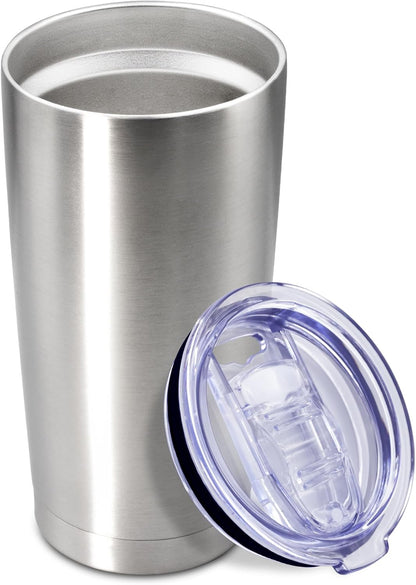 20oz Tumbler Insulated Coffee Tumblers with Lid Stainless Steel White 4P | 20 oz Tumblers Double Wall Insulated Vacuum 20oz Coffee Mug Leak Proof Tumblers with Lid Powder Coated - White 4 Pack