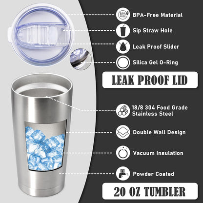 20oz Tumbler Insulated Coffee Tumblers with Lid Stainless Steel White 4P | 20 oz Tumblers Double Wall Insulated Vacuum 20oz Coffee Mug Leak Proof Tumblers with Lid Powder Coated - White 4 Pack