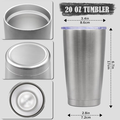 20oz Tumbler Insulated Coffee Tumblers with Lid Stainless Steel White 4P | 20 oz Tumblers Double Wall Insulated Vacuum 20oz Coffee Mug Leak Proof Tumblers with Lid Powder Coated - White 4 Pack