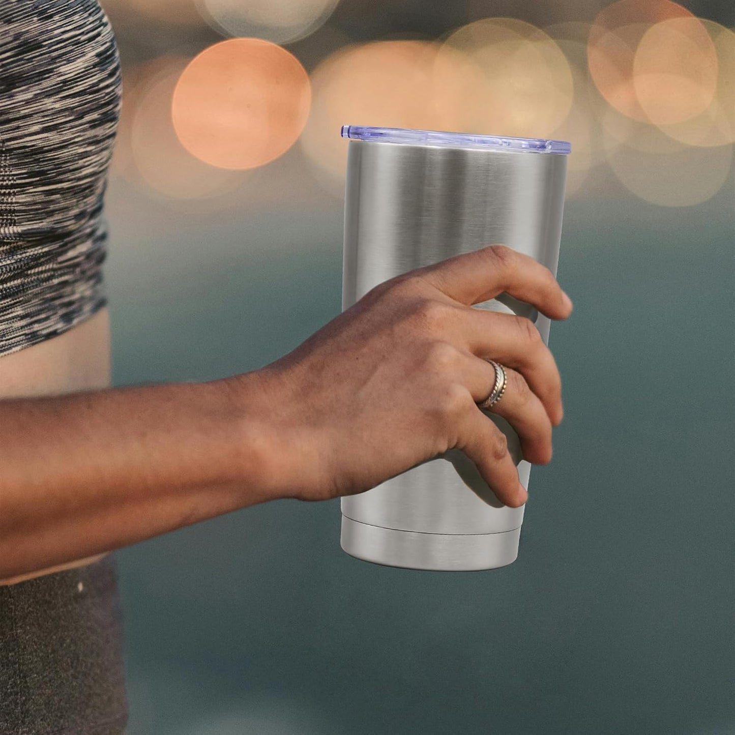 20oz Tumbler Insulated Coffee Tumblers with Lid Stainless Steel White 4P | 20 oz Tumblers Double Wall Insulated Vacuum 20oz Coffee Mug Leak Proof Tumblers with Lid Powder Coated - White 4 Pack