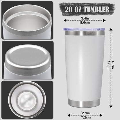 20oz Tumbler Insulated Coffee Tumblers with Lid Stainless Steel White 4P | 20 oz Tumblers Double Wall Insulated Vacuum 20oz Coffee Mug Leak Proof Tumblers with Lid Powder Coated - White 4 Pack