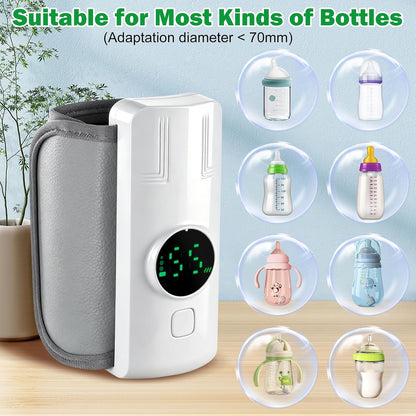 Portable Battery-Powered Baby Bottle Warmer with Temperature Display, Travel-Friendly Milk Warmer for On-the-Go Feeding