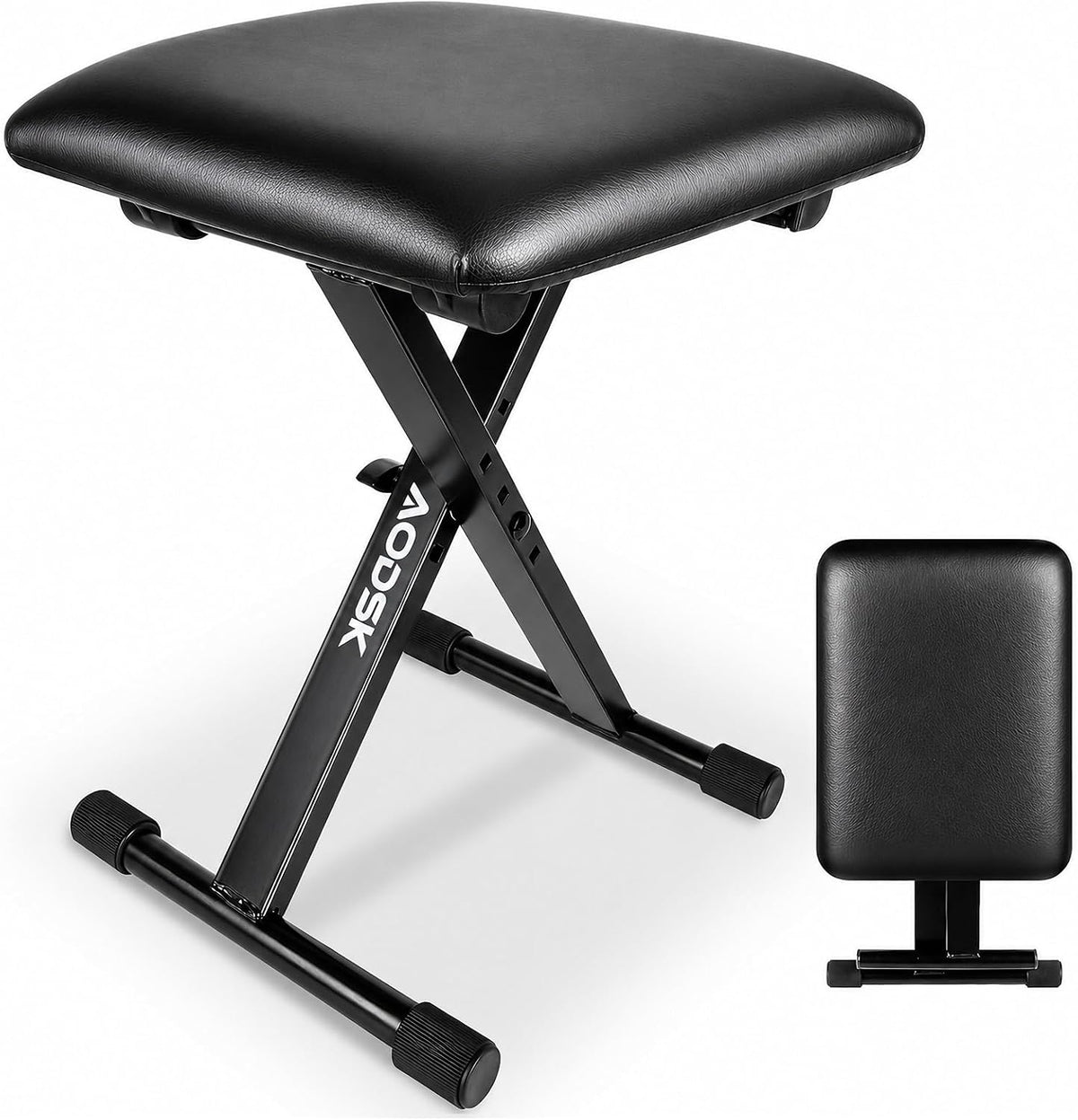 AODSK Keyboard Bench X-Style Cushion Padded,Piano Bench Adjustable Collapsible Stool Chair Seat,Flame Retardant Cotton,Non-Skid Design
