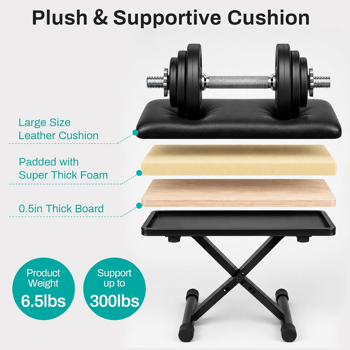 AODSK Keyboard Bench X-Style Cushion Padded,Piano Bench Adjustable Collapsible Stool Chair Seat,Flame Retardant Cotton,Non-Skid Design