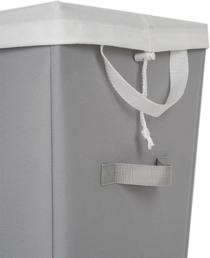 Rectangular Polyester Laundry Basket Hamper Sortor with Removable Liner for Adult, Gray