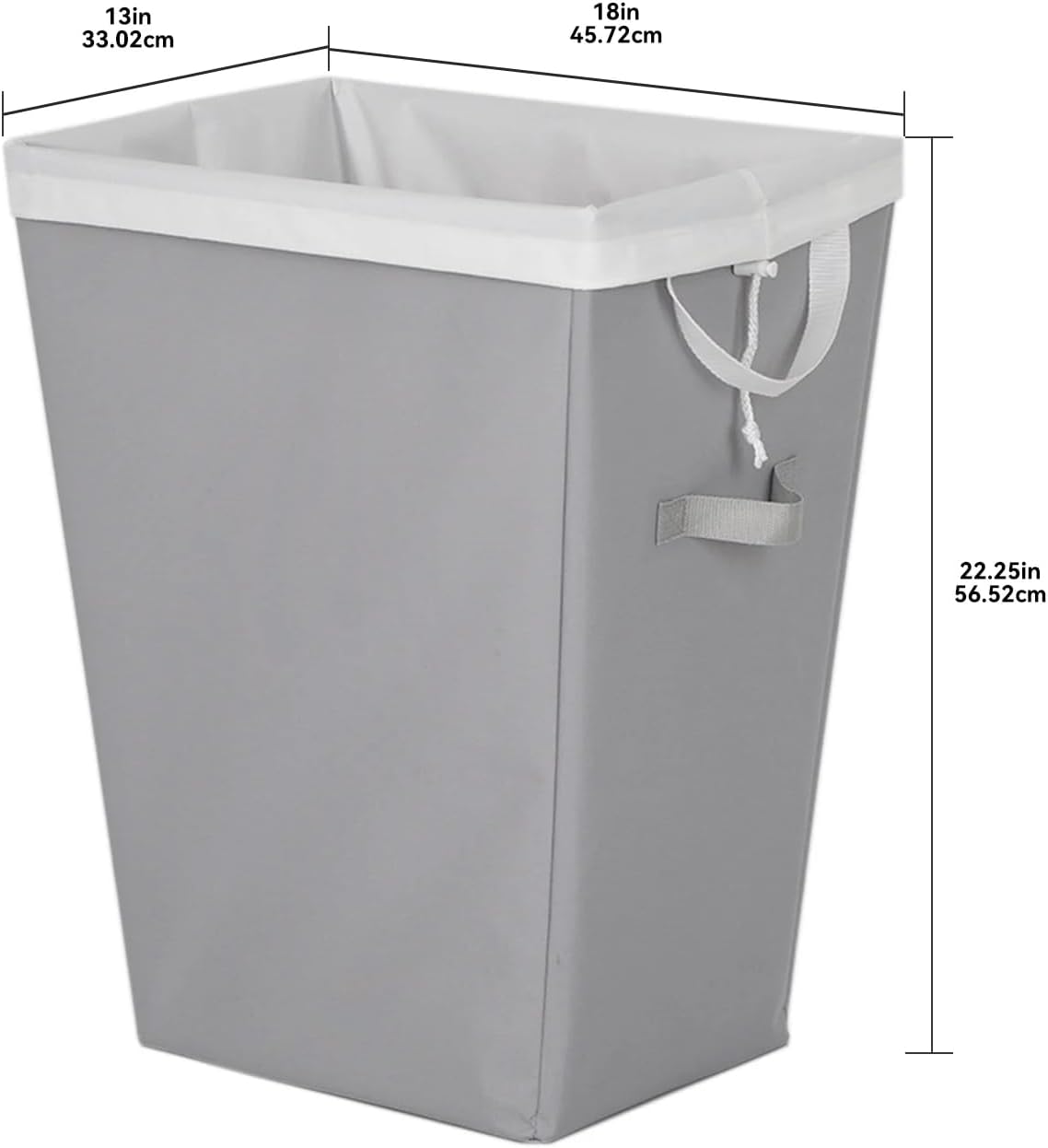 Rectangular Polyester Laundry Basket Hamper Sortor with Removable Liner for Adult, Gray