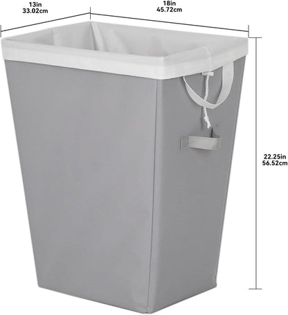 Rectangular Polyester Laundry Basket Hamper Sortor with Removable Liner for Adult, Gray