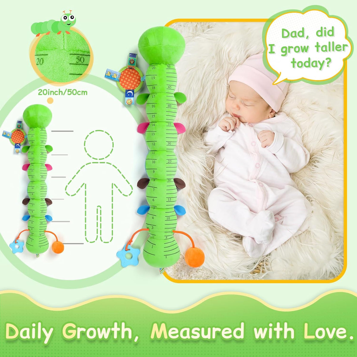 Baby Sensory Musical Caterpillar Plush Toy, Soft Stuffed Animal with Mirror Crinkle Paper Rattle Teether, Tummy Time Play Toy for 0-12 Months Newborn Infant, Baby Shower Gift for Boys Girls, Pink