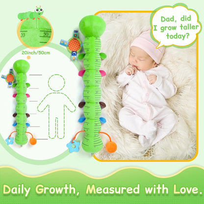 Baby Sensory Musical Caterpillar Plush Toy, Soft Stuffed Animal with Mirror Crinkle Paper Rattle Teether, Tummy Time Play Toy for 0-12 Months Newborn Infant, Baby Shower Gift for Boys Girls, Pink