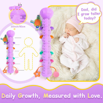 Baby Sensory Musical Caterpillar Plush Toy, Soft Stuffed Animal with Mirror Crinkle Paper Rattle Teether, Tummy Time Play Toy for 0-12 Months Newborn Infant, Baby Shower Gift for Boys Girls, Pink