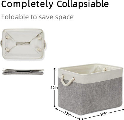 Large Fabric Collapsible Cube Storage Baskets for Organizing 16x12x12