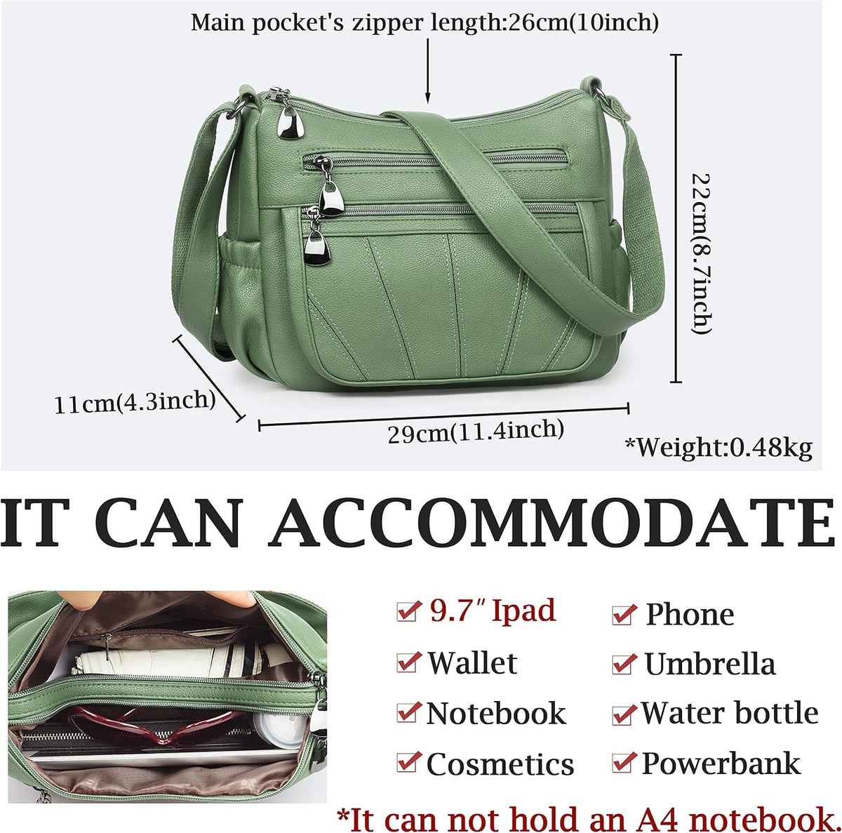 Crossbody Purse for Women Ladies Soft PU Leather Shoulder Bag Medium Roomy Handbag Fashion Tote Top Handle Satchel