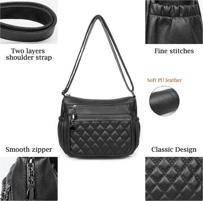 Crossbody Purse for Women Ladies Soft PU Leather Shoulder Bag Medium Roomy Handbag Fashion Tote Top Handle Satchel