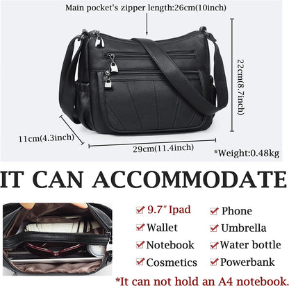 Crossbody Purse for Women Ladies Soft PU Leather Shoulder Bag Medium Roomy Handbag Fashion Tote Top Handle Satchel